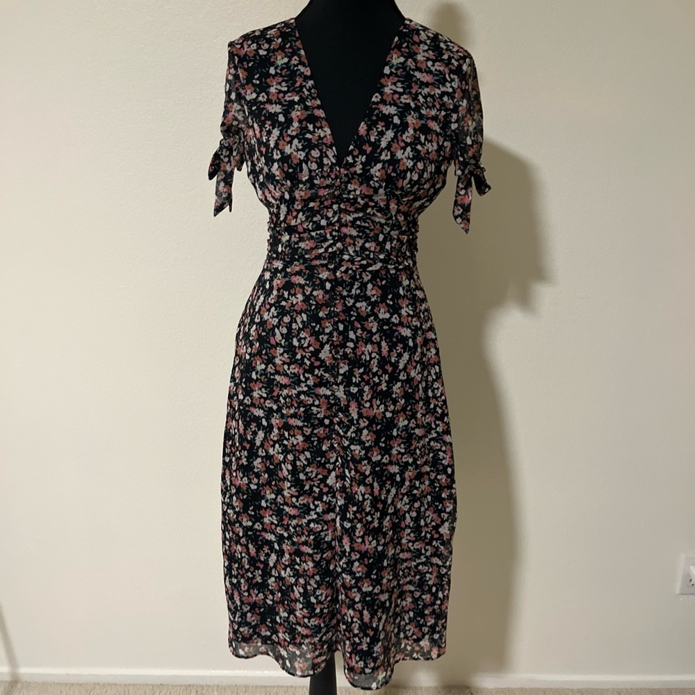 Bar III Floral V-Neck‎ Midi Dress